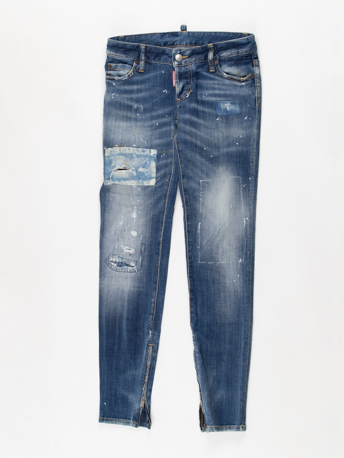 Paint Shredded Patch Jeans
